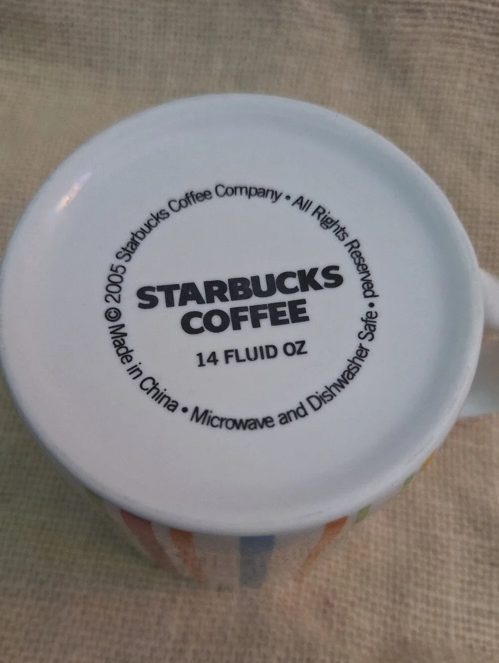 🌈 Vintage 2005 Starbucks Rainbow Stripe Coffee Mug, Collectable, 14 Oz